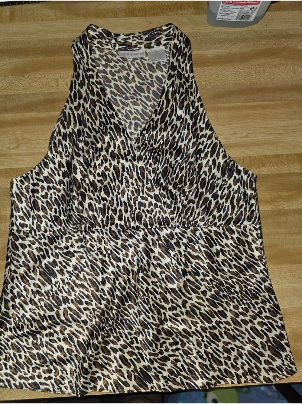 Worthington Brown Leopard V-Neck Halter Camisole Size 12 #TK47 - Picture 2 of 8